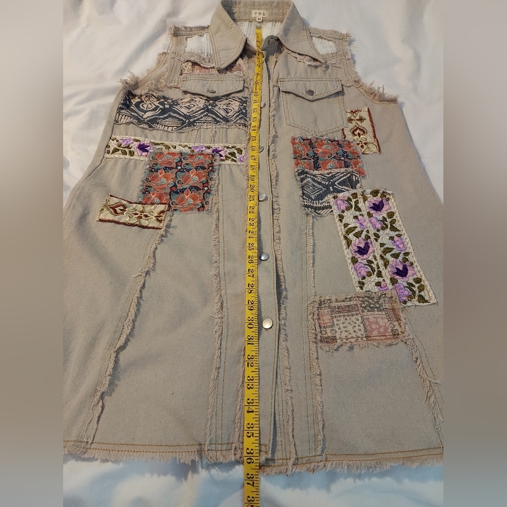 POL Hit The Streets Patchwork Denim Boho Vest Dress - Picture 6 of 9